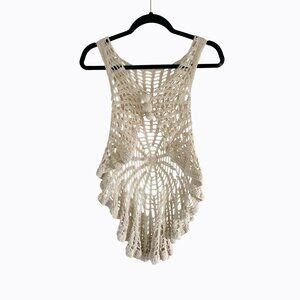 Handmade Crochet Cream Vest XS Y2K Boho Hippie Festival Indie Sleaze Cottagecore